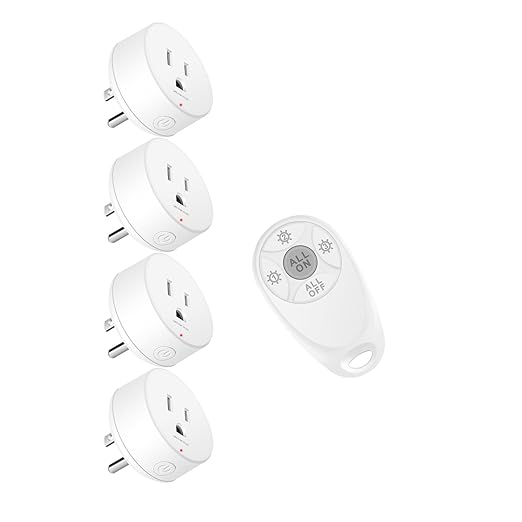 Remote Control Outlet,Greencycle Remote Light Switch and 4 Plugs,Wireless Light Switch,500ft Range,No Wiring Needed,15A/1500W for Household Appliances,FCC Certified,White