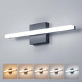 Combuh Modern Bathroom Light Fixtures Above Mirror Small Vanity Lighting Bar 16Inch, 5 Color Adjustable Black Simple Slim Led Wall Sconce IP44 Rustproof Bright 10W 880LM for Bath Restroom Makeup