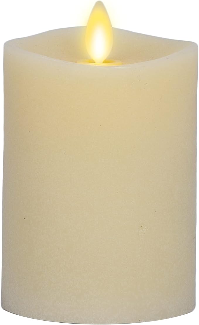 Luminara - Flameless LED Battery Operated Flickering Pillar Candles - Ivory - Pack of 1-3x4.5 - Realistic Moving Flame Real Wax Indoor/Outdoor Decor