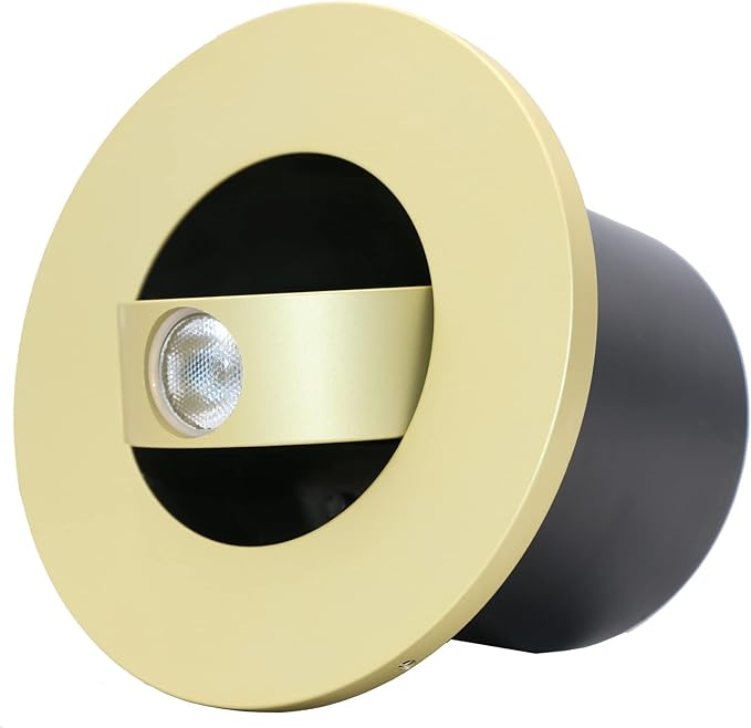 3W LED Wall Recessed Step Stair Lighting Bedside Reading Light Fixture Hidden On/Off Switch Adjustable Warm White Yellow Circle