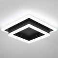 Modern LED Ceiling Light, Hallway Flush Mount Ceiling Light, 32W, 6000K, Black Square Hallway Lighting Fixtures for Living Room Kitchen Bedroom (Black)