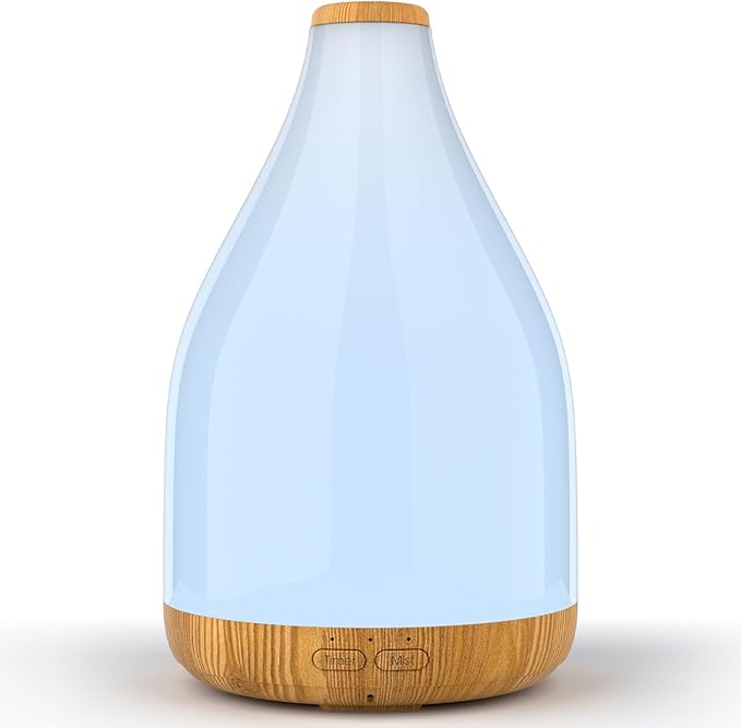 Essential Oil Diffuser for Home, 300ML Modern Décor Aromatherapy Diffusers Large Room Fresh Air Scent, Ultrasonic Cool Mist Humidifier & Color Light, 1-3-6H Timer Auto Shut-Off, Brown