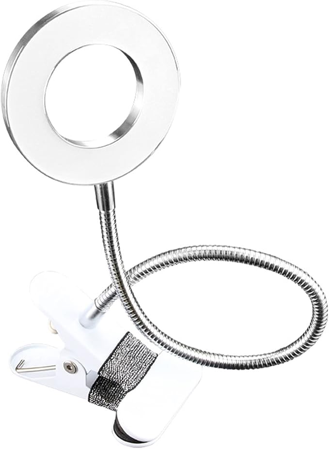 ZJchao LED Desk Lamp On Light with Adjust Brightness for Eye Protection, Prevent Eye Strain, Suitable for Reading, Makeup, (Annular Type)