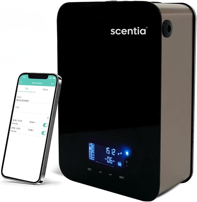 Smart Bluetooth HVAC System with App Control Scent Diffuser | Waterless Diffuser for Home, Office, Large Room, Studio, Yoga,| Coverage Upto 2000 Sq.ft | Scentia CASA SC 2000 Black