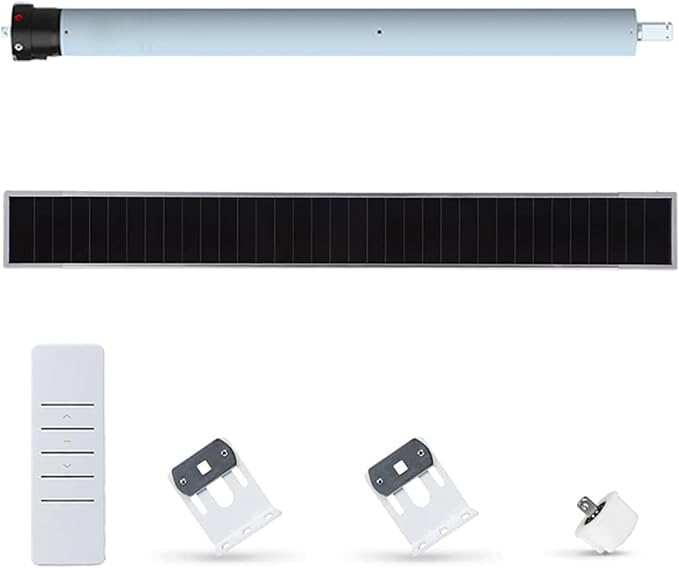 Solar Motorized Roller Shade Motor Kit, 10N.m High Torque for 1.57"-2" Tubes, 5000mAh Battery, Wireless Electric Blinds Retrofit, Heavy Duty Automatic Opener Remote (Φ40mm (1.57") Round Tube)