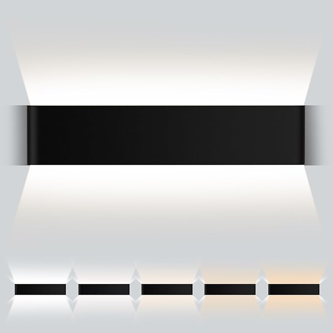 Modern LED Wall Sconce, 28W Dimmable 5CCT (3000K-6500K), Upper and Lower Illuminated Wall Sconce, for Bedroom, Living Room, Hallway, Vanity Lights (22 Inch - Matte Black 1 Piece)
