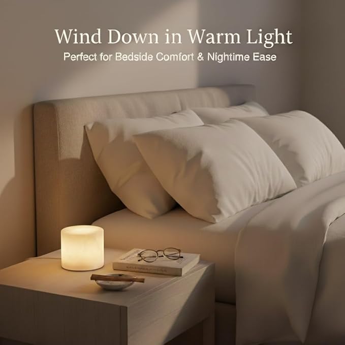 Marble Touch Light Onyx Marble Luxury Table Lamp Type-C Rechargeable Tap Bedside Night Lights Dimmable Eye-Caring Portable LED Ambient Lamp for Desk Nightstand Bedroom Tub Office Patio