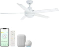 Airvana 52in 5-Blade Smart Indoor or Outdoor Ceiling Fan 2700K-6000K CCT Tunable Range LED Light Kit in Matte White Works With iOS or Android App