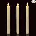Homemory 3 Pack Flameless Taper Candles, No Remote, Realistic Flickering Battery Operated Candlesticks, Ivory LED Plastic Candle Safe for Weddings, Table Decor, Christmas, and Halloween
