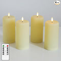 Lezonic 4pcs Flameless Candles with Remote, Battery Operated LED Candles Ivory Plastic, Flickering Electric Pillar Candles Realistic Drip Wax Effect for Home, Wedding, Christmas Party(Not Waterproof)