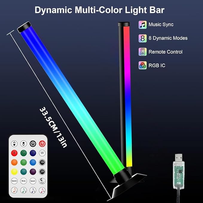 Led Light Bar with Music SynC Color Changing, Led Bar with App & Remote Control, RGB+IC & W Smart RGB Light Bar, USB Powered Led Lights, Dynamic PC Room Monitor Backlight Gaming Accessories