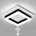 Motion Sensor LED Ceiling Light Indoor, 24W Black Mount Motion Activated 7.87inch Flush Mount Lighting Fixture for Closet Laundry Bathroom Hallway Stair Porch Basement, Cool White
