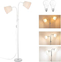 AoMck Floor Lamp, Industrial Metal Floor Lamps for Living Room with Adjustable Bendable 2 in 1 Reading Table Lamps for Living Room Bedroom Office (W2+Linen)