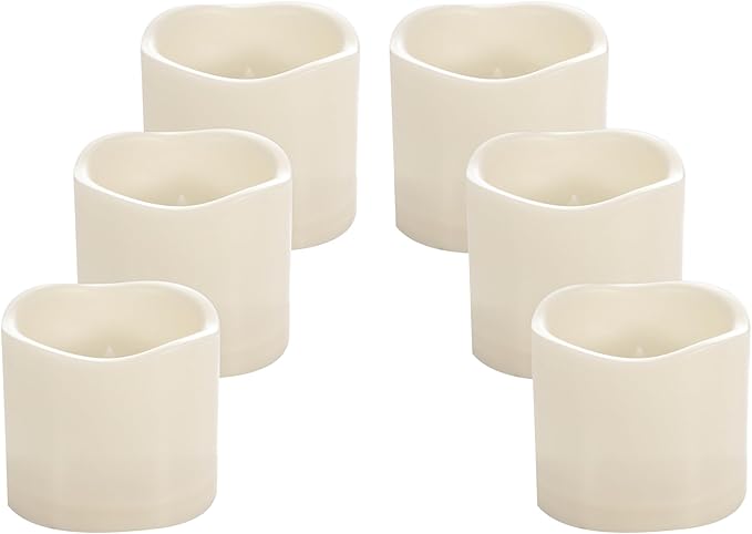 Waterproof Outdoor Battery Operated Flameless Candles with Auto Timer Flickering Plastic Resin Electric LED Pillar Lights for Lantern Patio Garden Wedding Party Decorations 3x3 Inches 6 Pack Ivory