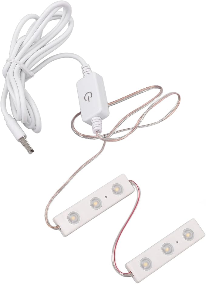 LED Makeup Mirror Light, 2 Strings USB Plug in Strip Light with Adjustable Brightness, 4000 to 5000K Color Temperature ABS Material for Vanity Mirror (2s 2.7V -3.4V 230MA-240mA)