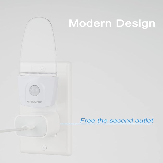 GREENIC Blue Motion Sensor Night Light Plug in 2 Pack, 0.5W LED Motion Detector Night Light Lamp, Automatic Motion Activated Nightlights for Modern Home Decor, Living Room, Bedroom, Bathroom, Kitchen