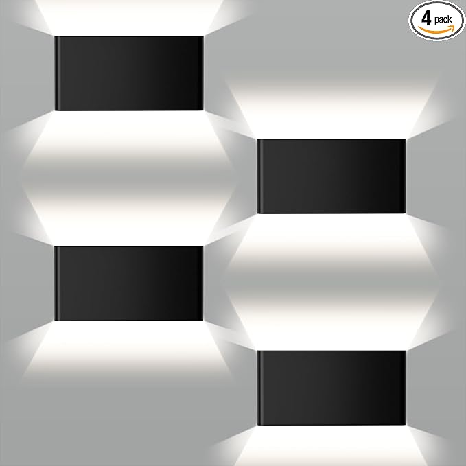 Modern Indoor Wall Sconce, 15W Dimmable 5CCT (3000K-6500K), Up and Down Lighting LED Wall Sconce, for Bedroom, Living Room, Hallway, Dresser (11 Inch - Matte Black 4 Piece)