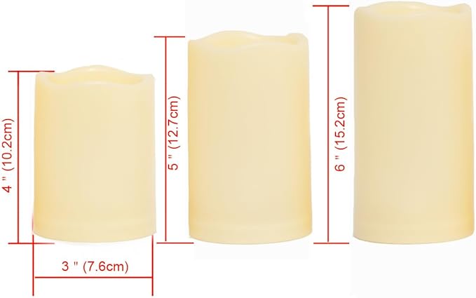 CANDLE CHOICE Outdoor Battery-Operated Flameless Candles with Remote Timer Waterproof Flickering Plastic Electric LED Pillar Lights for Lantern Patio Garden Wedding Halloween Christmas 3x4,5,6” 3 Pack