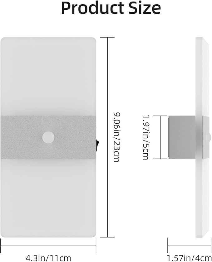 2 Pack Motion Sensor Wall Lights, Morden Silver Decorative LED Indoor Night Light, 3000K Warm Light Battery Operated Wall Sconces for Porch Bedroom Living Room Hallway(Silver)