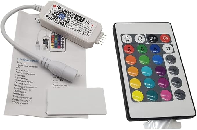 WiFi Wireless RGBW LED Smart Controller Working with Android iOS System Mobile Phone App for 5050 3528 LED Light Strip, Fits Alexa,Google Home,IFTTT (RGBW)
