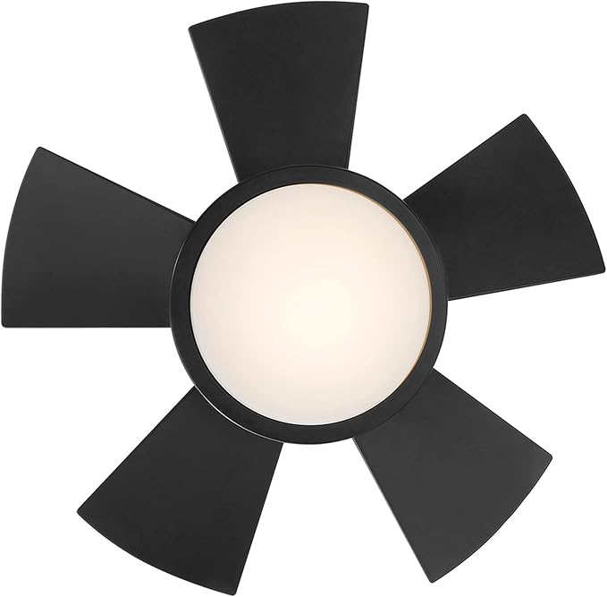 Vox Indoor and Outdoor 5-Blade 26in Smart Flush Mount Ceiling Fan in Matte Black with 3500K LED Light Kit and Remote Control works with Alexa and iOS or Android Modern Forms App