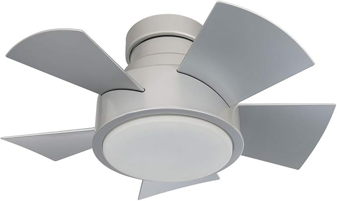 Vox Indoor and Outdoor 5-Blade Smart Flush Mount Ceiling Fan 26in Titanium with 3000K LED Light Kit and Remote Control