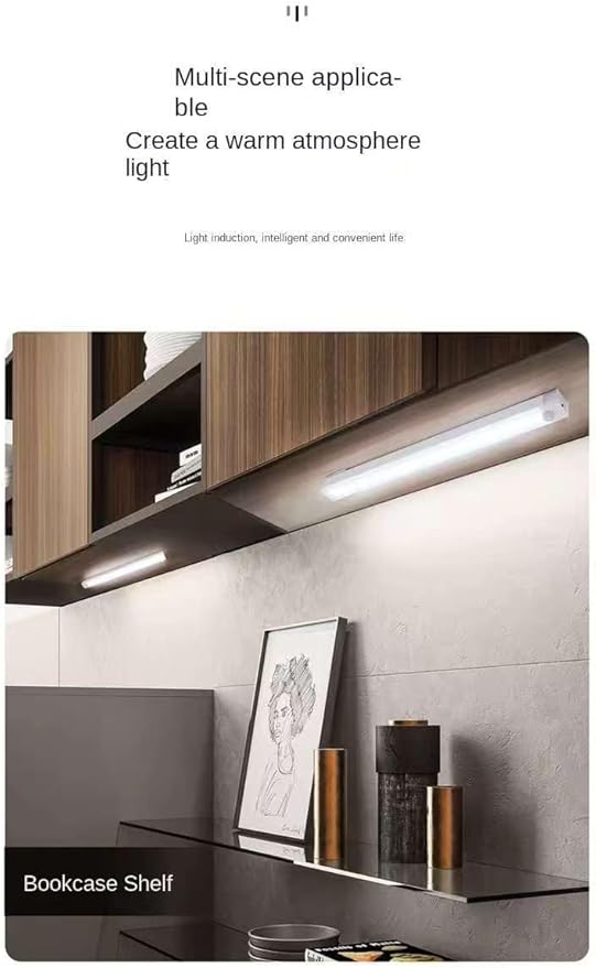 2-Pack, 12-Inch, LED Motion Sensor Cabinet Light, USB Rechargeable, Magnetic Mount, 120° Detection, White