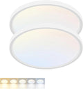 2 Pack LED Flush Mount Ceiling Light,7Inch 15W,3000K/3500K/4000K/5000K/6500K 5 Color Temperatures Ceiling Light Fixture for Kitchen Porch Hallway Bedroom Bathroom and Closet,White