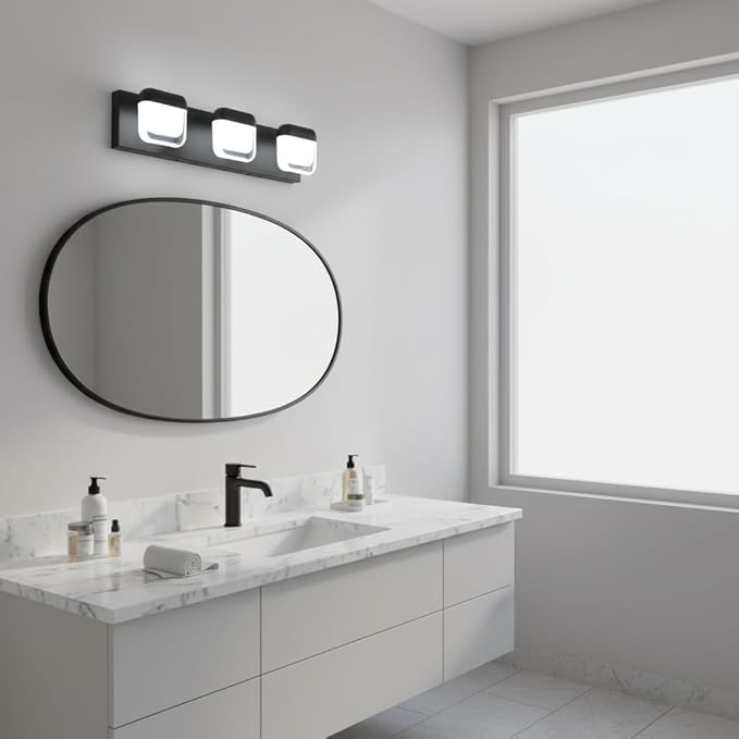 MEGAWISE 5894 LED Vanity Light, Dimmable Modern Waterproof Mirror Front Light for Bathroom, Makeup & Vanity Lighting (3 Lamps, 24, Watts)