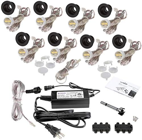 DEKOR LED Recessed Stair Lights Step Lighting for Indoor Outdoor Use (Antique Metal Black, Indoor Light Kit)