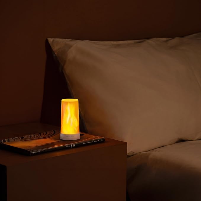 Morsatie【Upgraded LED Flame Light, Rechargeable Flickering Flameless Candles, 4 Modes Battery Operated Candles with Upside Down Effect, Waterproof LED Candles for Indoor Outdoor 2 PCS