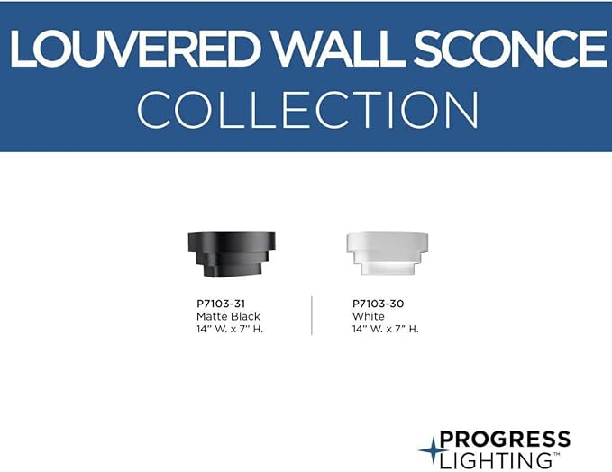 Progress Lighting 1-Light Louvered Wall Sconce Light Fixture, 7 in. Tall, Black, P7103-31