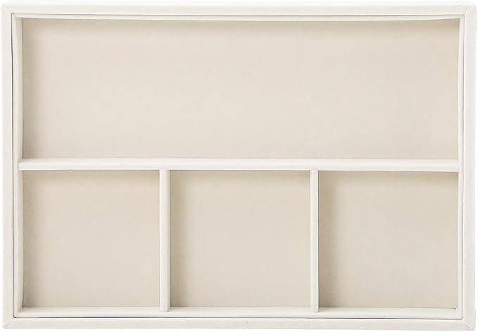 Beige 4Grid Bedside Organizer - Multi-use Holder for Desk, Nightstand, Drawer - Catchall Tray for Jewelry, Sunglasses, Phone, Watch, Perfume, Lipstick