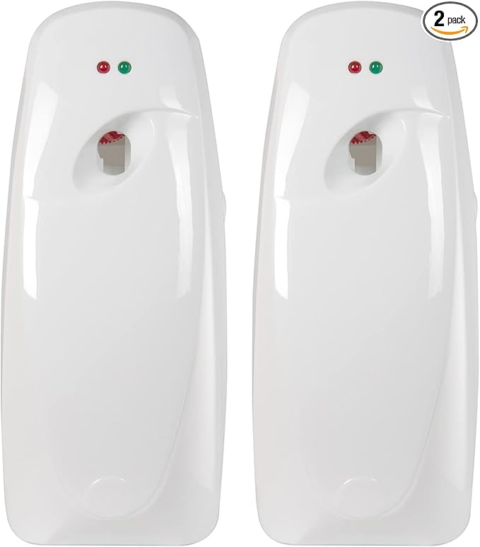 Automatic Air Freshener Spray Dispenser (2-Pack) Wall Mounted or Free Standing, Commercial and Home Use, Multiple Time Scent/Mist Release Settings for Room/Restroom Sprayer (White)