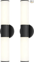 2-Light Bathroom Vanity Lighting Fixture, Black Wall Sconce with Opal White Glass, E26 Stocket Indoor Wall Lamp, Modern Mirror Light. 2 Pack