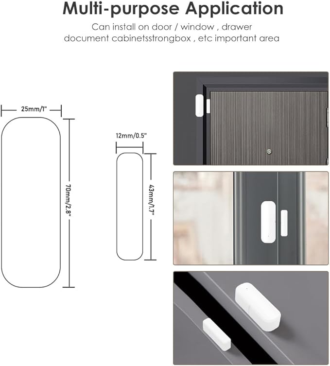 Mengshen 2 Pack WiFi Door Window Sensor Smart Contact Sensor with App Alerts for Home Security Works with Tuya Smart Life Devices Compatible with Alexa Google Home