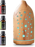 Essential Oil Diffuser,7.1''x3.5'' Diffusers with 3 Aromatherapy Oils Set,Small 200ml Desk Humidifier with 7 LED Colors Night Lights,Waterless Auto-Off for Office Home Decor Gift (Star)