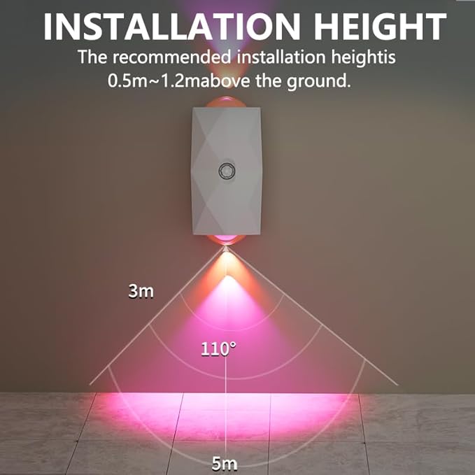Rechargeable Motion Sensor Night Light, Magnetic RGB Color Changing LED Ambient Lighting, Compact Battery Operated Indoor Wall Light for Hallway, Stairs, Bathroom & Kids Room (USB-C)