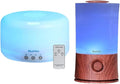 BlueHills Premium Set of Two Large 1000 ML and 2000 ML XL Essential Oil Diffusers Humidifier Combo for Large Room Home with Décor LED Lights Great Gift – Value Pack of Dark Wood Grain