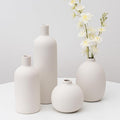 Ceramic Vase Set of 4, Modern Minimalist Colors Home Decor, White Decorative Flowers Vases for Bouquet, Pampas | Table Mantel Centerpiece Bookshelf Living Room Bedroom (White Set of 4)