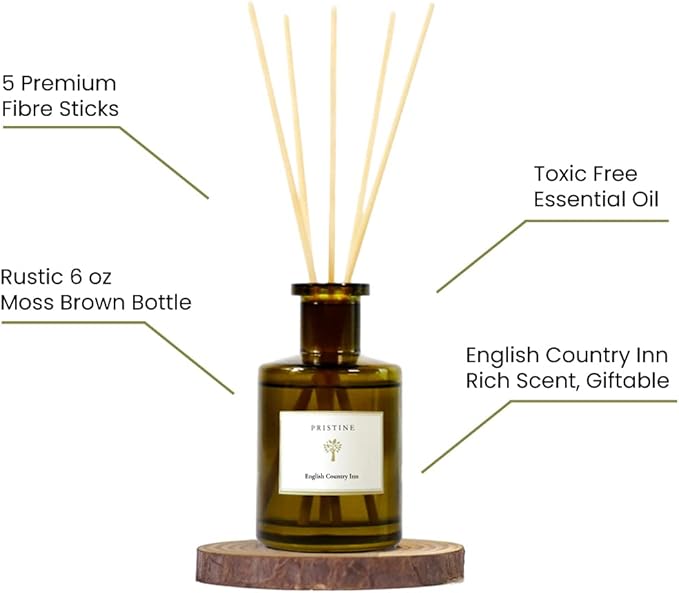 PRISTINE English Country Inn Reed Diffuser for Home | Fresh Blend of Strawberry, Vanilla, Musk Reed Diffuser Set, Oil & Reed Diffuser Sticks | Home & Office Decor | Fragrance