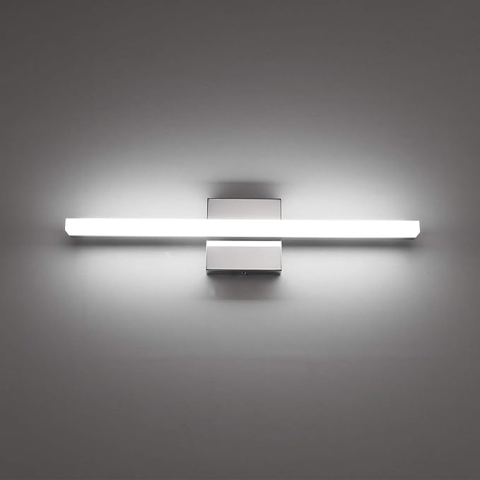 Combuh Modern Bathroom Light Fixtures Over Mirror, 16 Inch IP44 9W Chrome Vanity Light Bar for Bathroom, Wall Light Fixtures Cool White 6000K