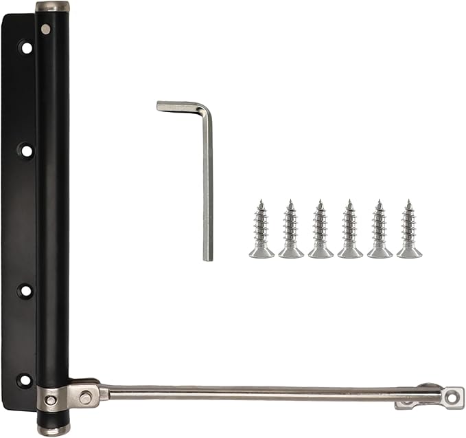 Litoexpe Automatic Door Closer, Safety Spring Door Closers Auto Soft Close, Adjustable Catch Speed with Arm, Black