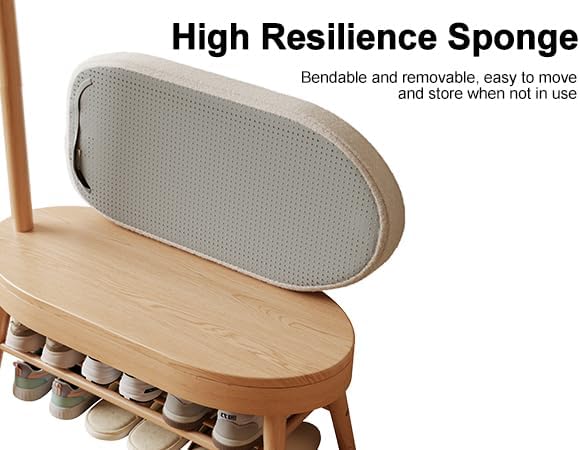 AQIMUELE Shoe Bench Entryway,Coat Rack with Shoe Storage, Coat Rack and Shoe Rack, Wooden Narrow Shoe Bench（Natural）