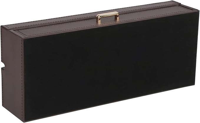 HofferRuffer Valet Jewelry Tray Organizer with Drawer, Faux Leather Storage Catchall Box Phone Charging Station Tray with Dresser Nightstand Desktop Drawer Organizer (Dark Brown)