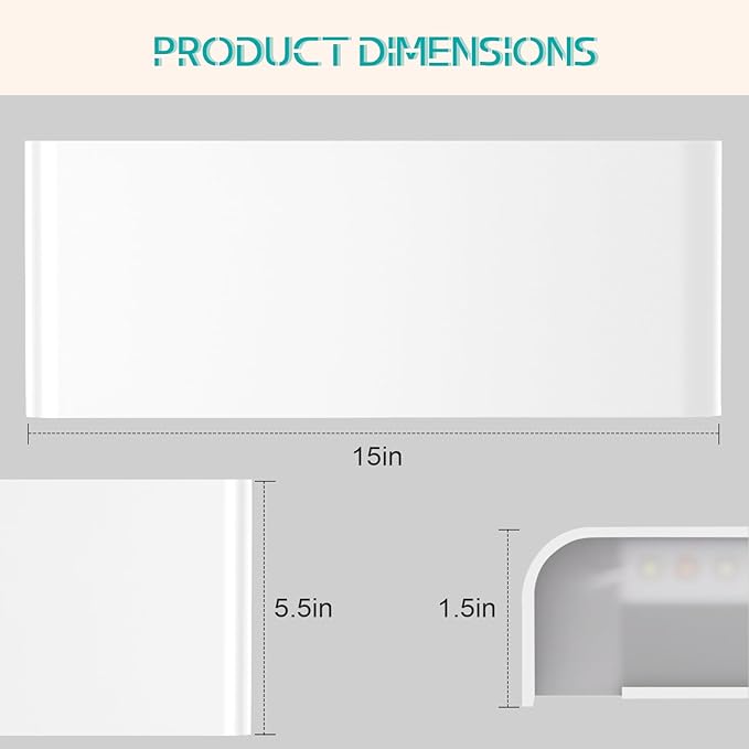 Modern LED Wall Sconce, 20W Dimmable 5CCT (3000K-6500K), Upper and Lower Illuminated Wall Sconce, for Bedroom, Living Room, Hallway, Dresser (15 Inch - Sandy White 1 Piece)