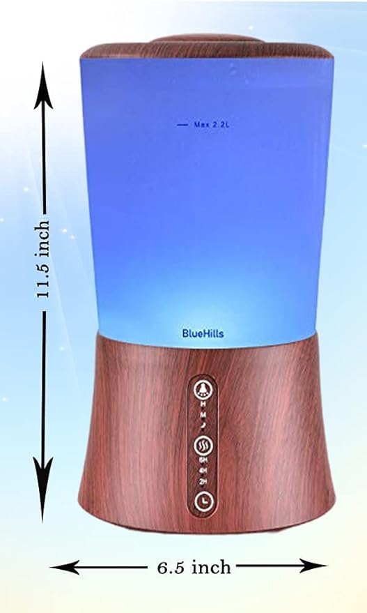 BlueHills Premium Set of Two Large 2000 ML and 3000 ML XL Essential Oil Diffusers Humidifier Combo for Large Room Home with Décor LED Lights Great Gift – Value Pack of Dark Wood Grain.