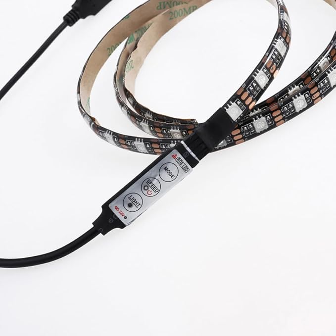 Uonlytech 39.37In Waterproof Flexible RGB Led Strip Light with USB Control Cable Adhesive Backing for Tv Closet Outdoor Decorative Lighting