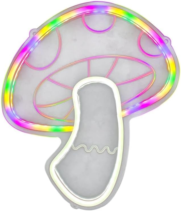 Mushroom LED Neon Sign for Wall Decor USB Adjustable Brightness Living Room Bars Barbers Pub Wedding Party Salon Club Gatherings Gaming Room Man Cave Halloween Christmas Birthday Art Wall Decor