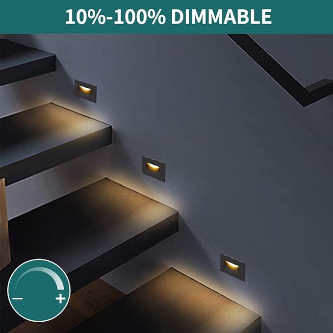 kadision 120V Dimmable LED Step Lights, 3000K/4000K/5000K Selectable, 3.5W 175lm Indoor Outdoor Stair Lights, Aluminum ORB Finish, 4 Pack